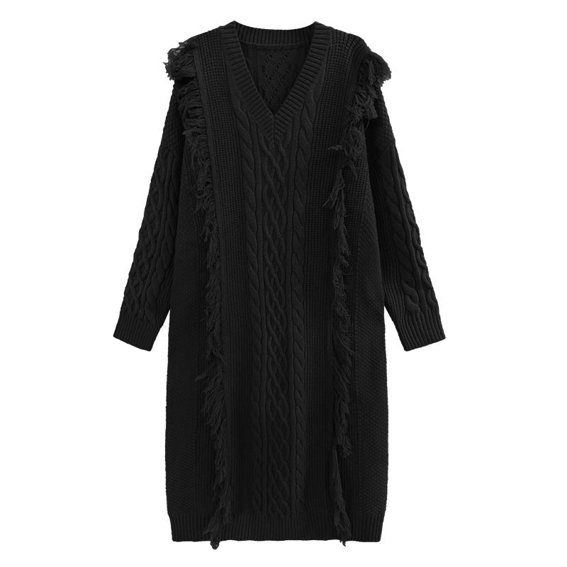 Fashion Winter Knitted Long Dresses-Dresses-Black-One Size-Free Shipping at meselling99