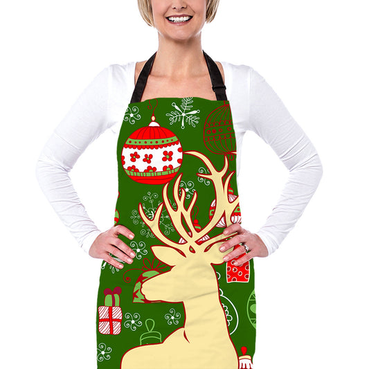 Christmas Oil Prevention Apron-Aprons-BBE0256R-Free Shipping at meselling99