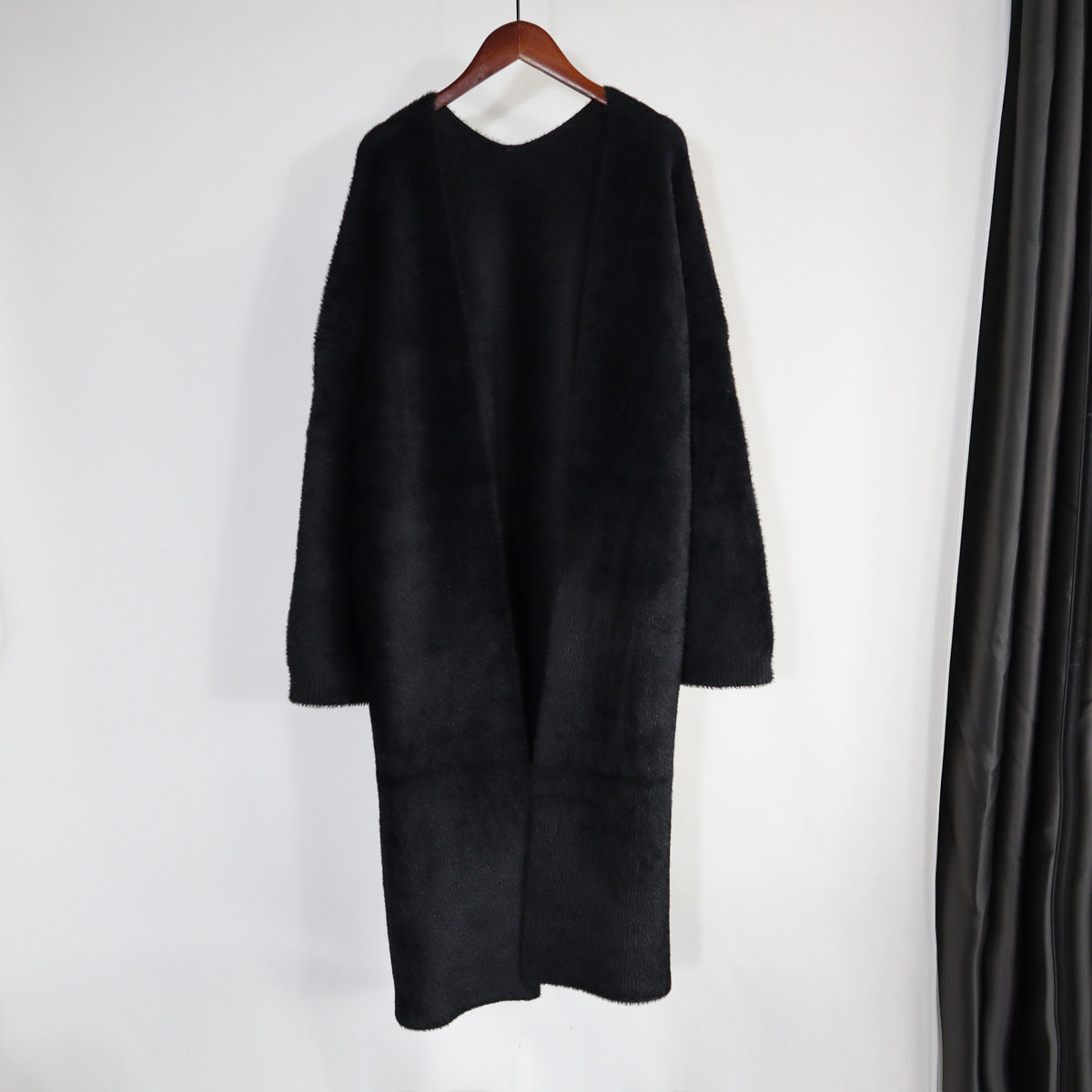 Classy Women Mink Wool Design Long Outerwear-Outerwear-Black-One Size-Free Shipping at meselling99