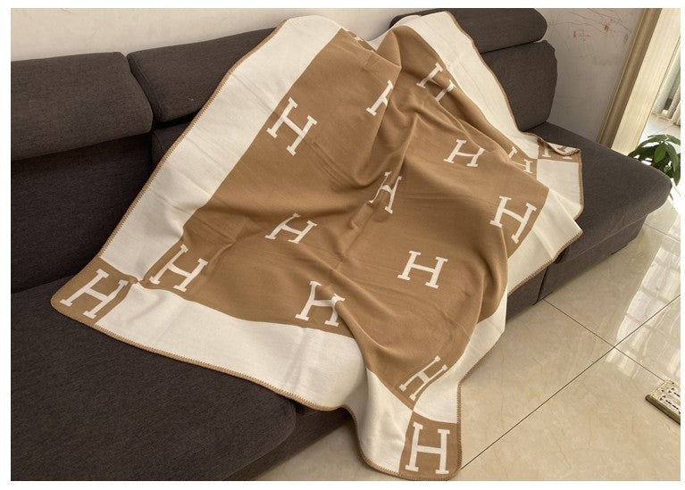 H Letter Design Wool Warm Thick Blanket-13-135*170CM-Free Shipping at meselling99