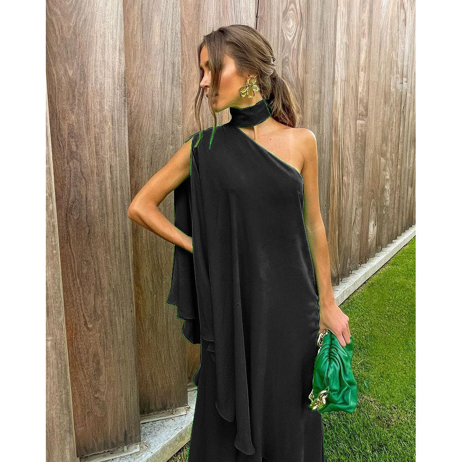 Sexy One Shoulder Summer Outfits Dresses for Holiday-Dresses-Black-S-Free Shipping at meselling99