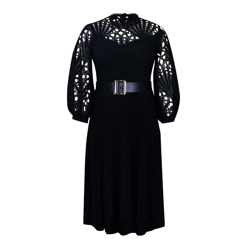 Elegant Hollow Out Plus Sizes Lace Party Dresses-Dresses-Black-S-Free Shipping at meselling99