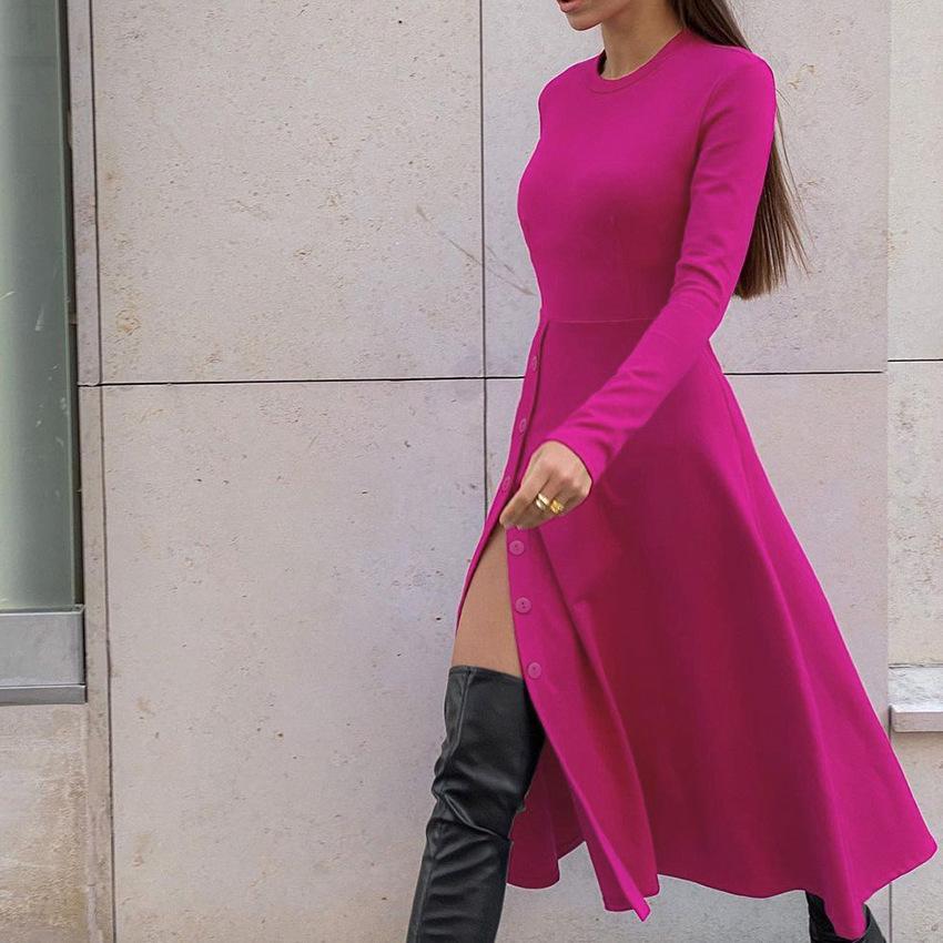 Sexy Autumn Round Neck Slim Kntited Long Dresses-Dresses-Free Shipping at meselling99