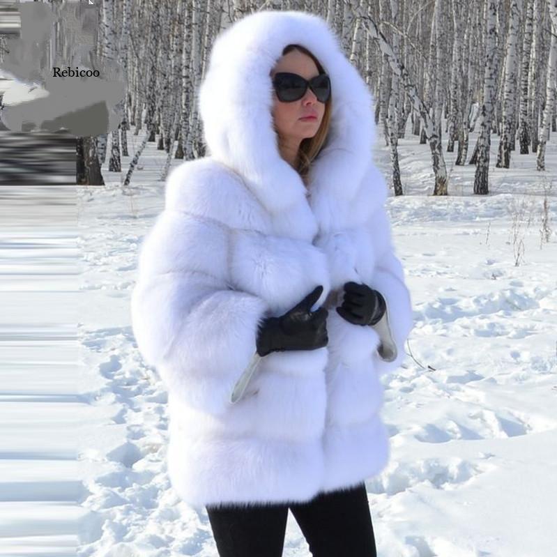 Winter Warm Artificial Fox Fur Overcoat for Men-Outerwear-White-S-Free Shipping at meselling99