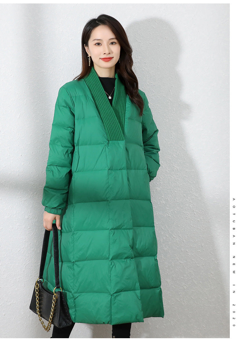 Leisure V Neck Winter Down Overcoats for Women-Outerwear-Free Shipping at meselling99
