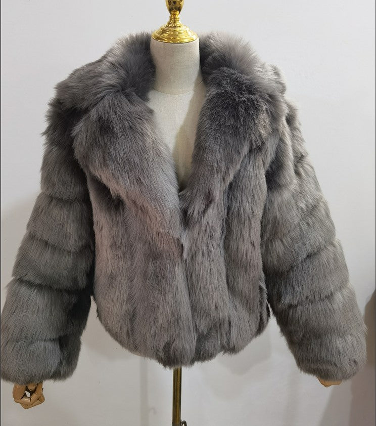 Fashion Artificial Fur Winter Short Coats for Women-Coats & Jackets-Dark Gray-S-Free Shipping at meselling99