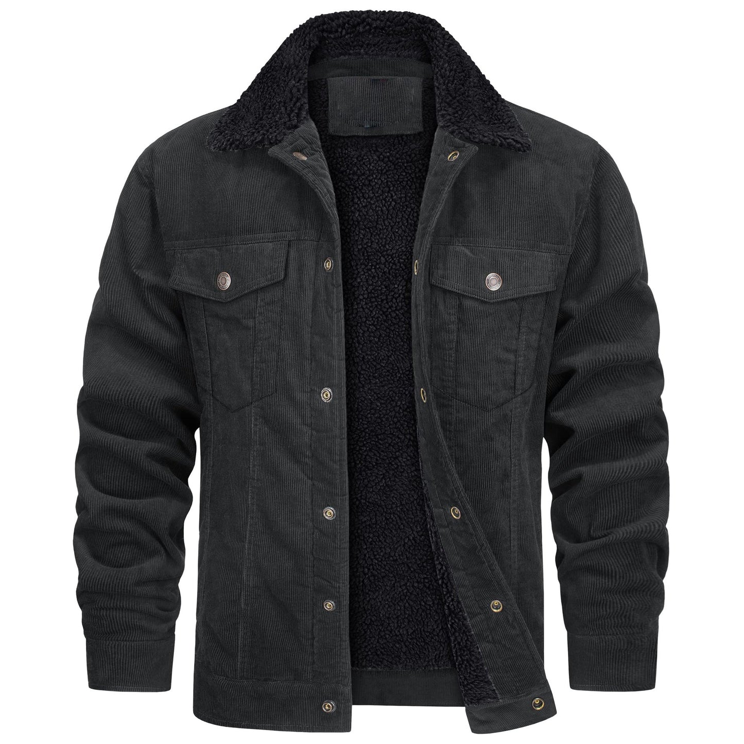 Casual Winter Long Sleeves Velvet Jacket Coats for Men-Coats & Jackets-Black-1-S-Free Shipping at meselling99