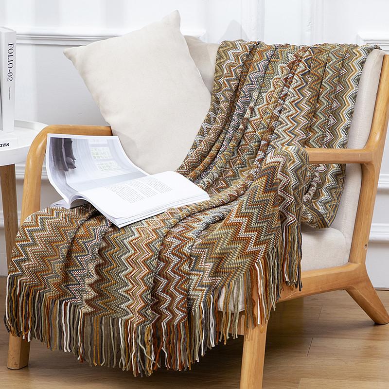 Knitting Bohemian Noon Break Tassel Blanket-Coffee-130*180CM-Free Shipping at meselling99