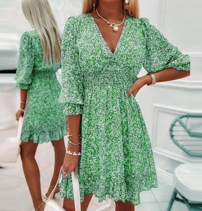 Leisure Summer Short Bohemian Dresses-Dresses-Green-S-Free Shipping at meselling99