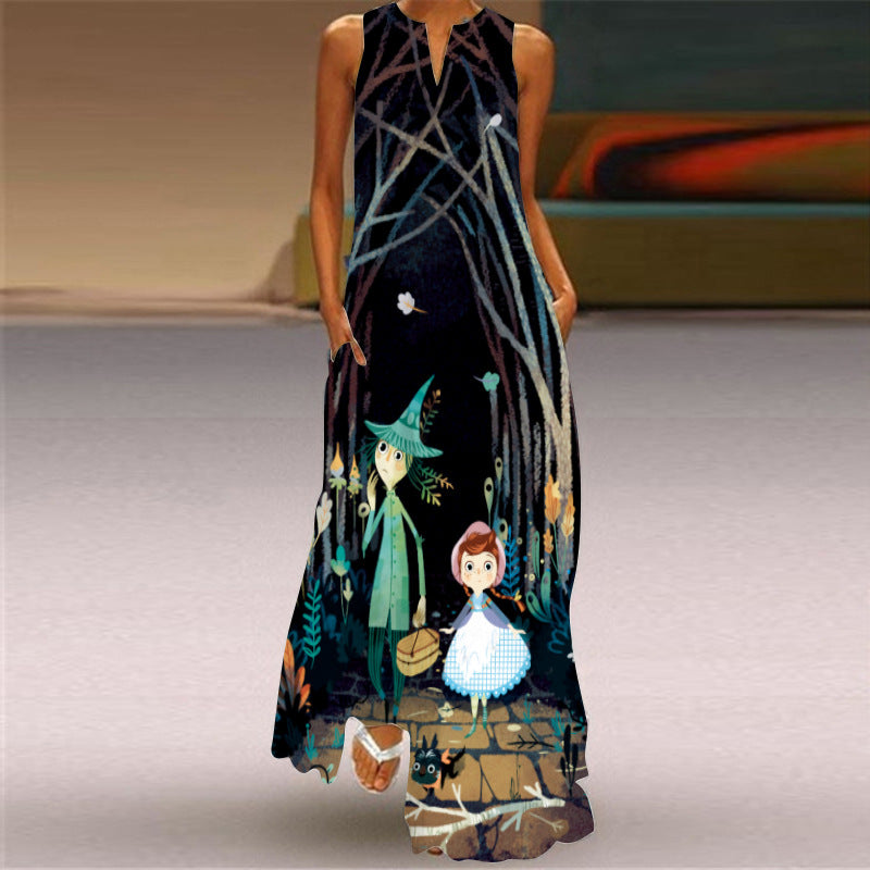 Summer V Neck Sleeveless Bohemian Dresses-Dresses-VLCQ-58-S-Free Shipping at meselling99