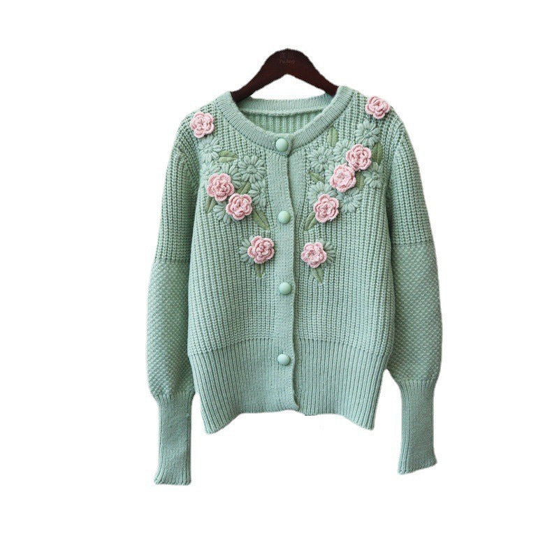 3D Rose Design Sweetly Knitted Overcoats-Shirts & Tops-Free Shipping at meselling99