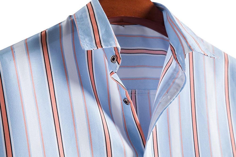 Summer Casual Striped Print Men's Shirts-Shirts & Tops-Free Shipping at meselling99