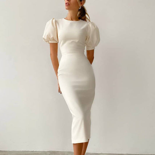 Sexy Short Sleeves Sheath Dresses-Dresses-White-S-Free Shipping at meselling99