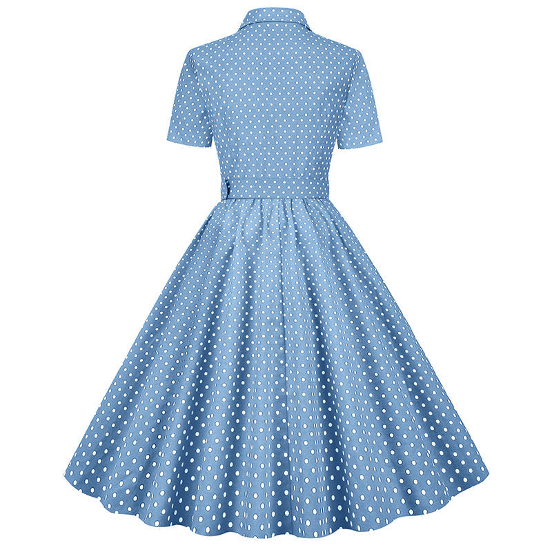 Vintage Polka Dot Short Sleeves Dresses-Dresses-Free Shipping at meselling99