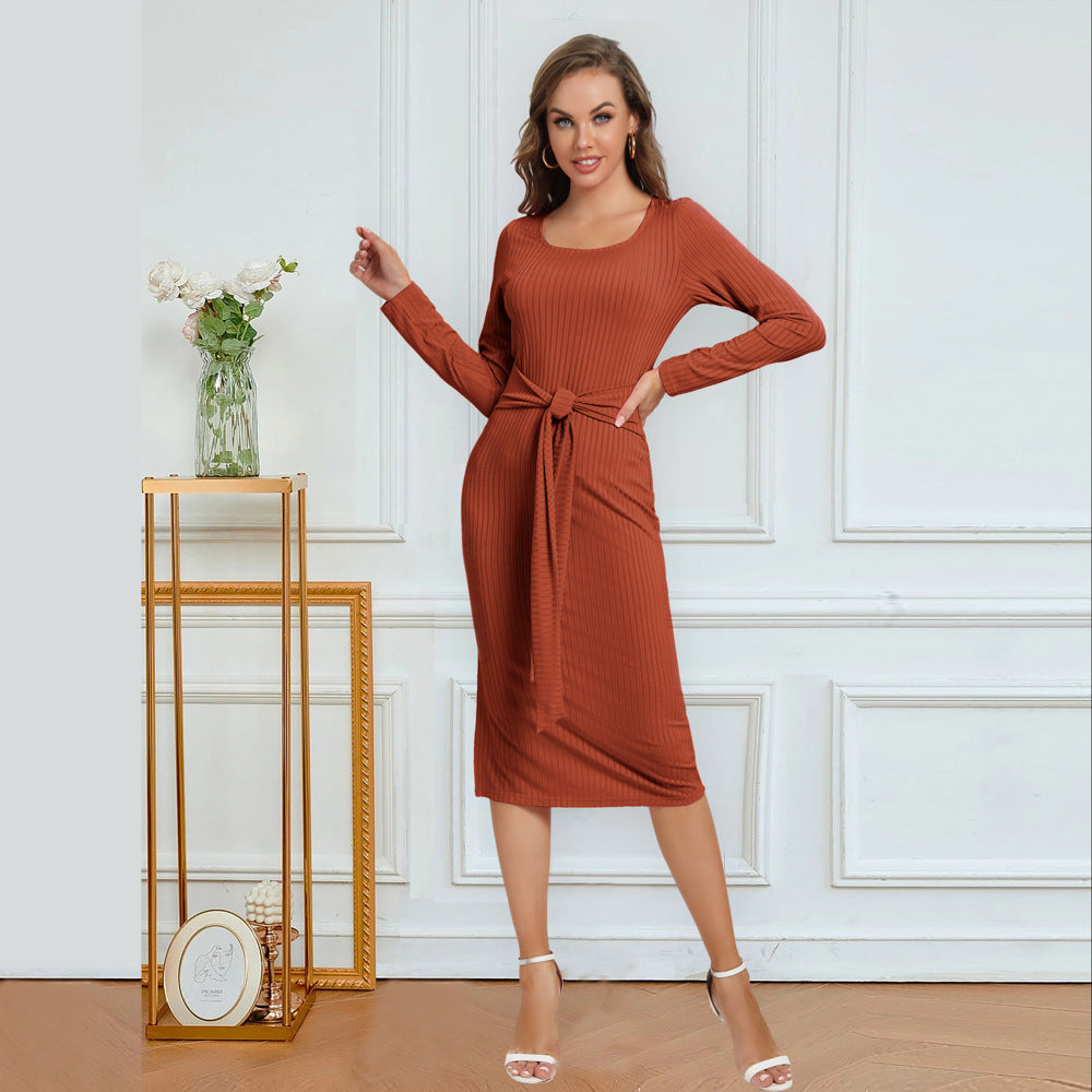 Sexy Long Sleeves Slim Dresses-Dresses-Dark Brown-S-Free Shipping at meselling99