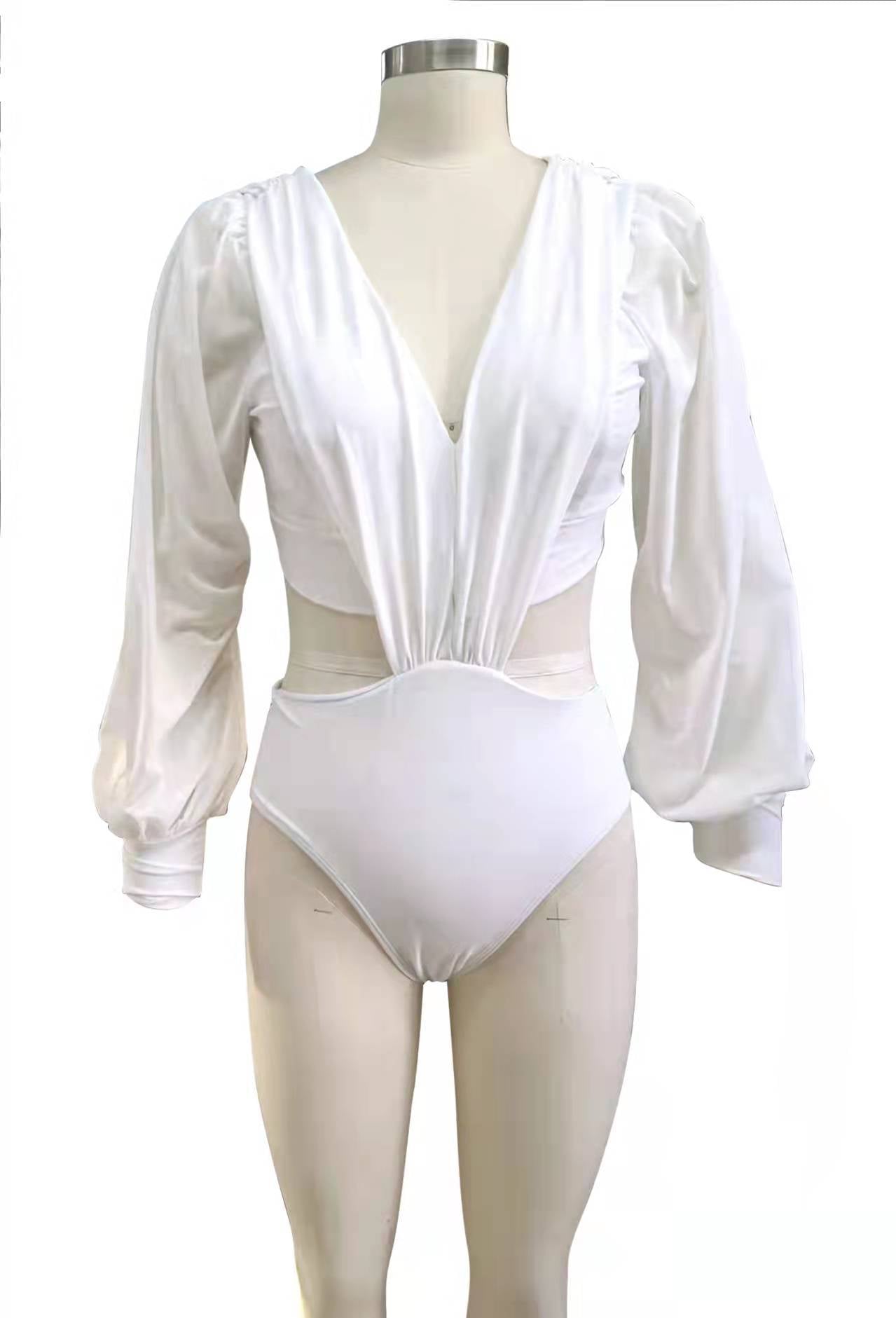 Sexy Long Sleeves Summer Bikini Swimsuits-Swimwear-White-S-Free Shipping at meselling99