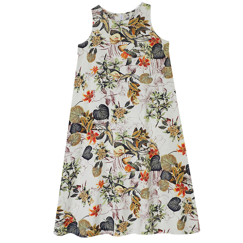 Vintage Linen Sleeveless Vest Women Long Dresses-Dresses-Free Shipping at meselling99