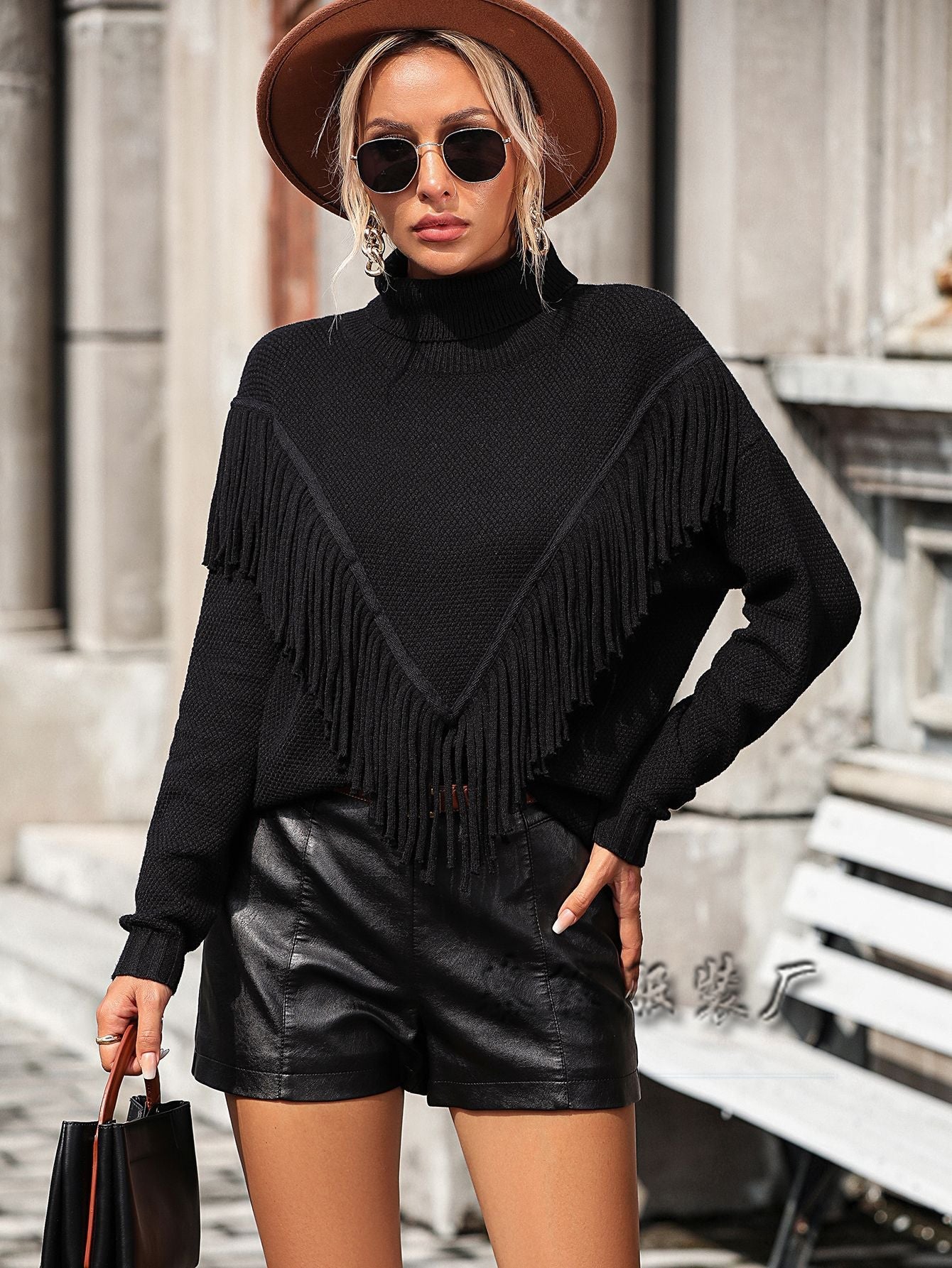 Fashion Tassels Knitted Turtle Neck Sweaters for Women-Coats & Jackets-Free Shipping at meselling99