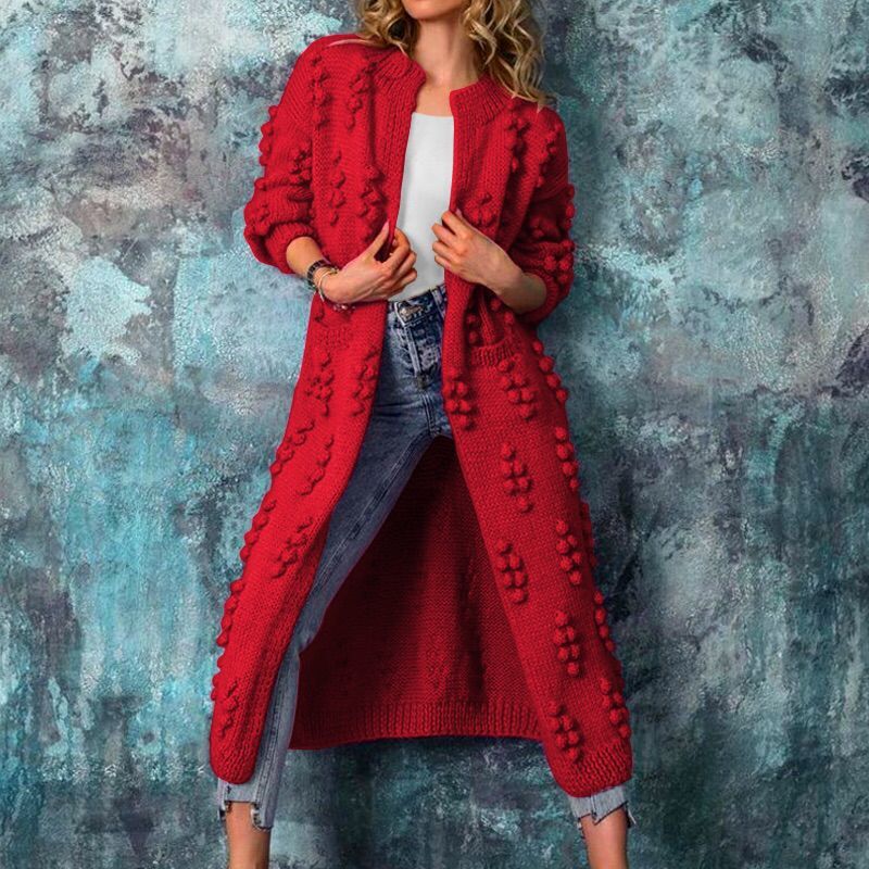Casual Knitting Long Cardigan Coats for Women-Overcoat-Red-S-Free Shipping at meselling99