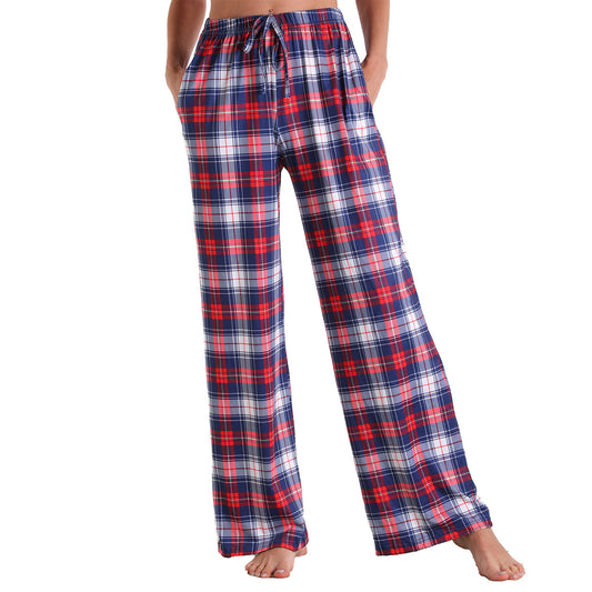 Casual Plaid Women Home Wear Pajamas Pants Elastic Cord-Pajamas-3011-S-Free Shipping at meselling99