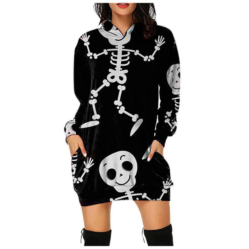 Happy Halloween Plus Sizes Women Hoodies-Shirts & Tops-Black White-S-Free Shipping at meselling99
