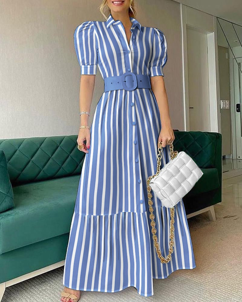 Elegant Short Sleeves Long Dresses with Belt-Maxi Dresses-Free Shipping at meselling99