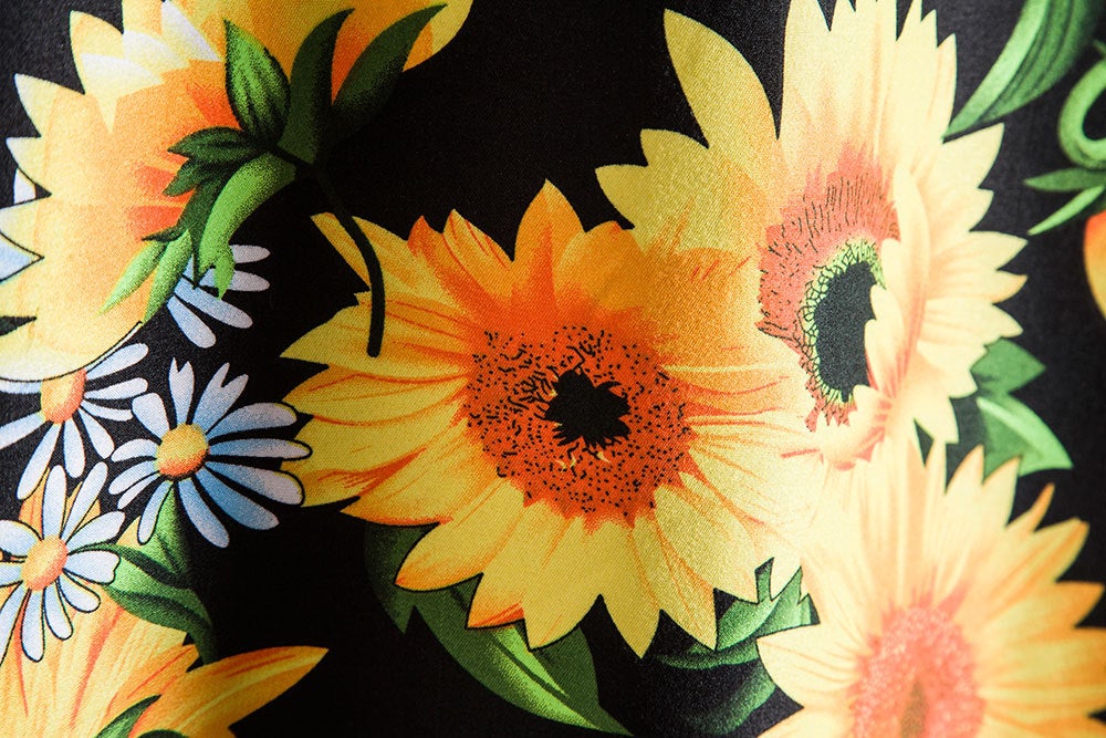 Casual Sunflower Print Men's Short Sleeves Shirts-Shirts & Tops-Free Shipping at meselling99