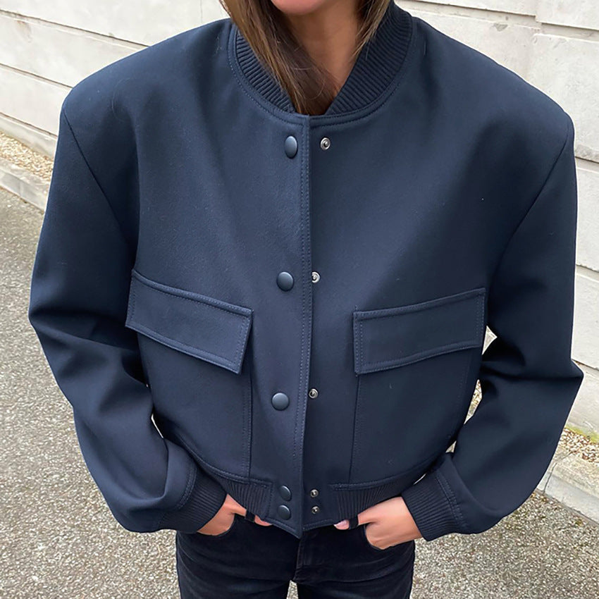Fashion Cotton Long Sleeves Jacket Coats for Women-Coats & Jackets-Navy Blue-S-Free Shipping at meselling99