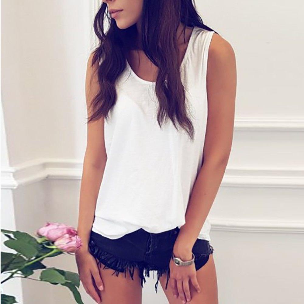 Women Summer Back Hollow Out Sleeveless Crop Tops-White-S-Free Shipping at meselling99