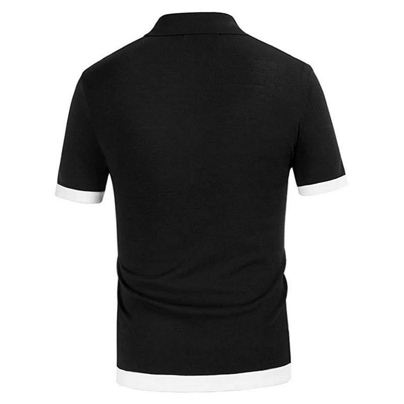 White&black Striped Business Polo T Shirts for Men-Shirts & Tops-Free Shipping at meselling99