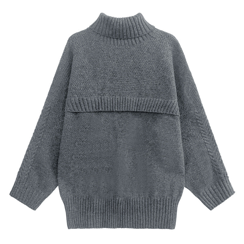 Warm Turtleneck Pullover Knitted Sweaters for Women-Sweater&Hoodies-Gray-Free Shipping at meselling99