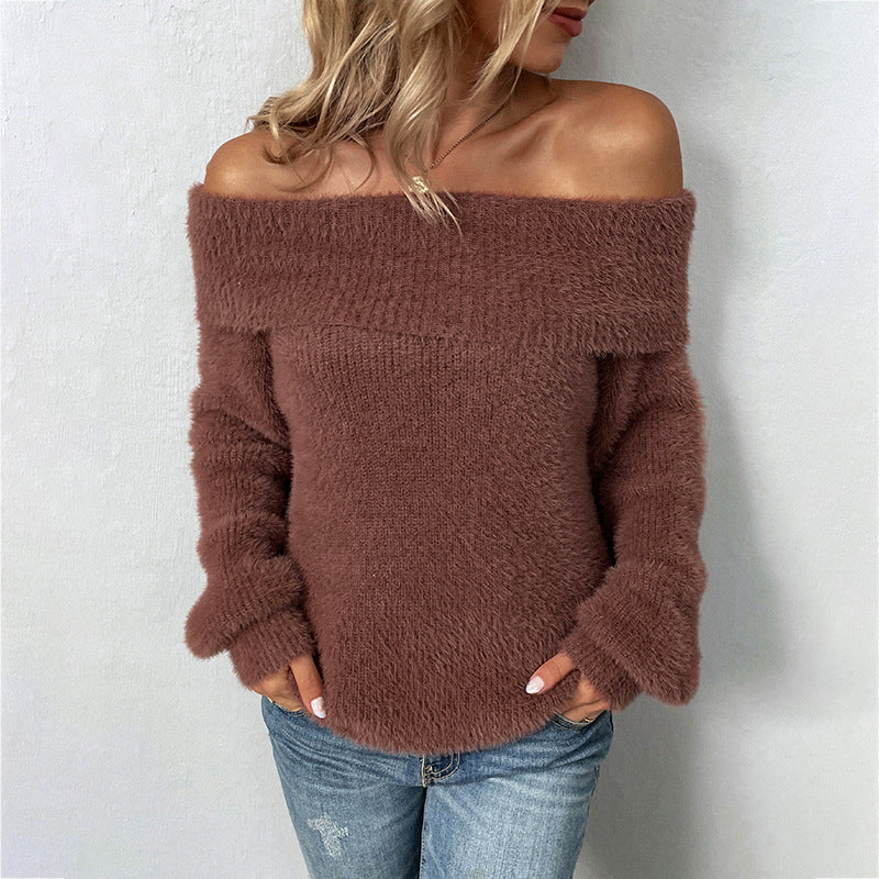 Sexy Off The Shoulder Women Pullover Sweaters-Shirts & Tops-Free Shipping at meselling99