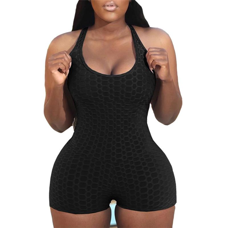 Sexy Halter Sheath Yoga Rompers-Black-S-Free Shipping at meselling99