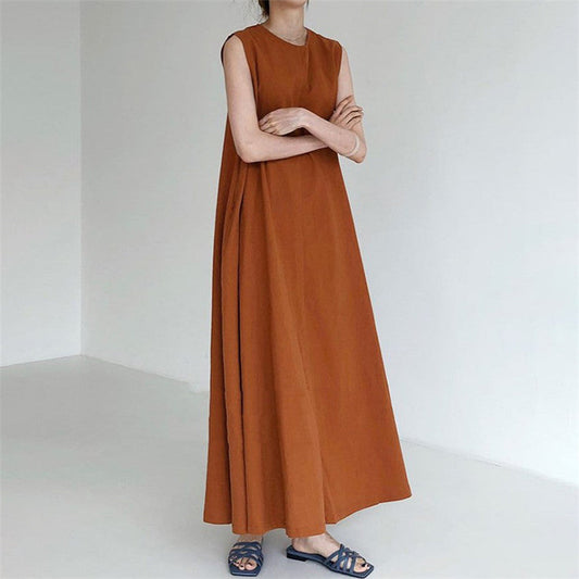 Vintage Cozy Sleeveless Vest Long Dresses with Pockets-Dresses-Free Shipping at meselling99