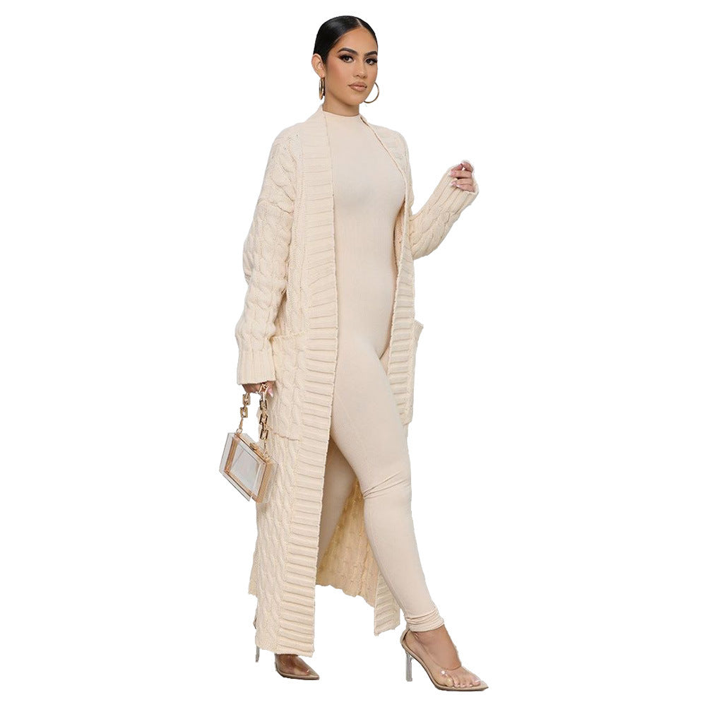Casual Long Knitting Cardigan Overcoats for Women-Ivory-S-Free Shipping at meselling99