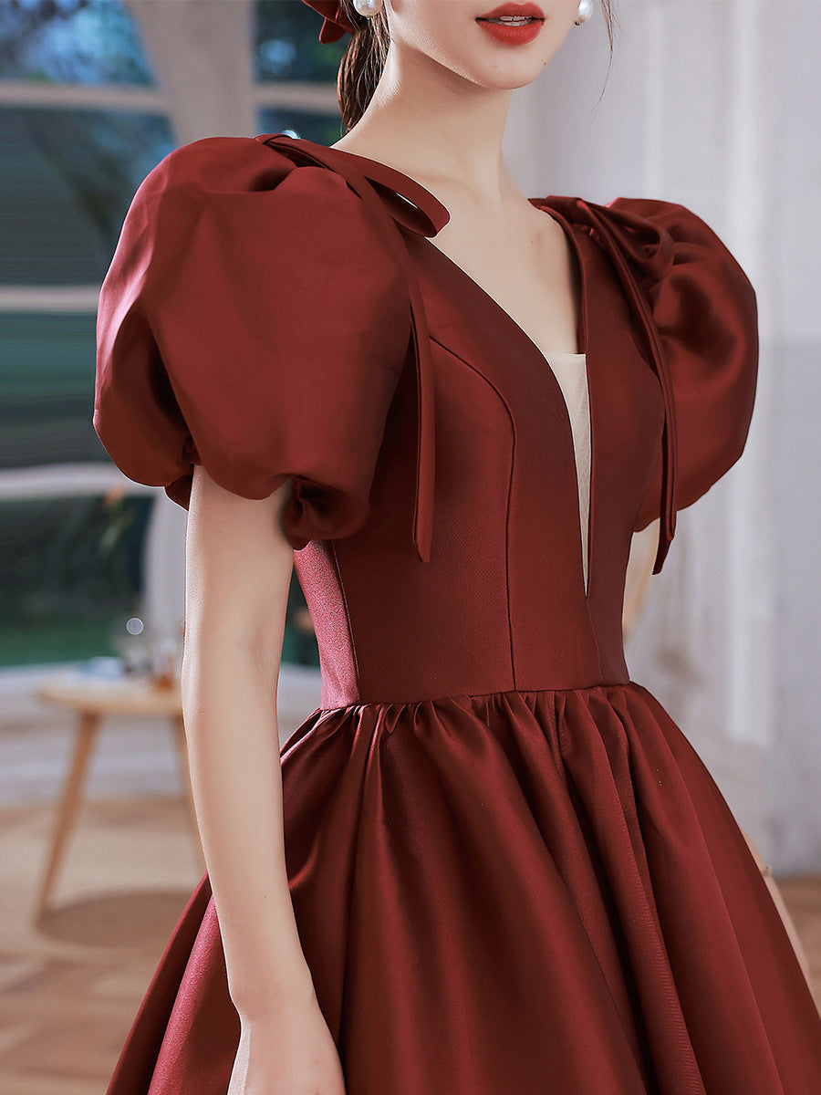Elegant Wine Red Ball Gown Dresses-Dresses-Free Shipping at meselling99