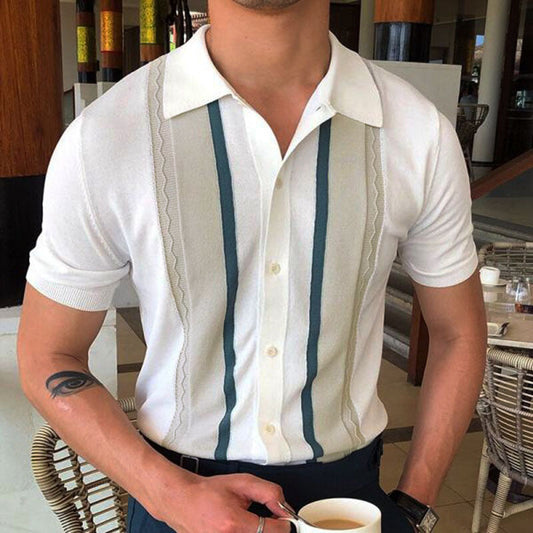 Casual Summer Striped Polo T Shirts for Men-Shirts & Tops-Free Shipping at meselling99