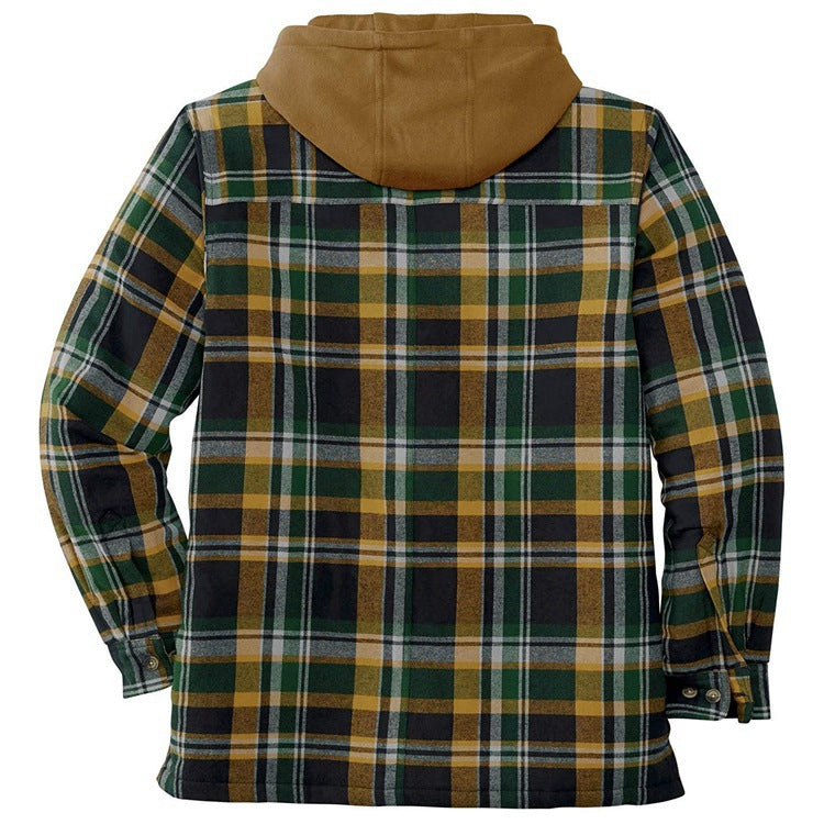 Long Sleeves Plaid Hoodies Winter Overcoat for Men-Men's Coat-Free Shipping at meselling99