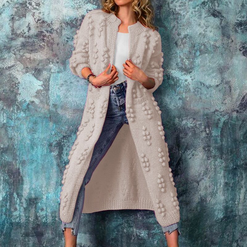 Casual Knitting Long Cardigan Coats for Women-Overcoat-Off the White-S-Free Shipping at meselling99
