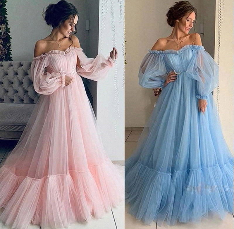 Fairy Off the Shouder Gauze Long Dresses-Maxi Dresses-Free Shipping at meselling99