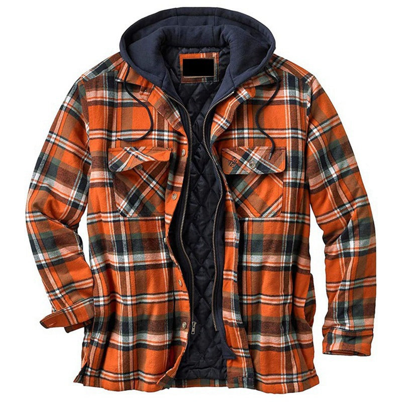 Long Sleeves Plaid Hoodies Winter Overcoat for Men-Men's Coat-Style5-S-Free Shipping at meselling99