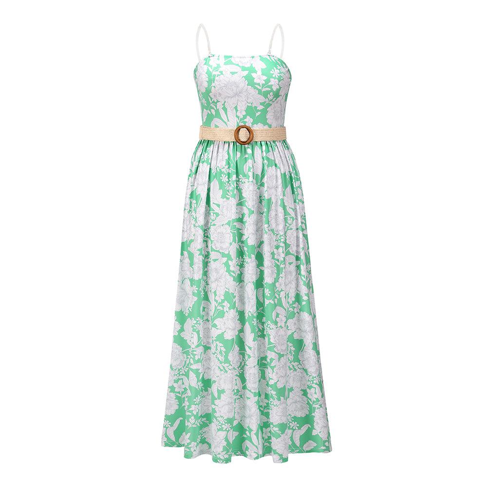 Women Strapless Summer Long Bohemia Dresses-Maxi Dresses-Green-L-Free Shipping at meselling99