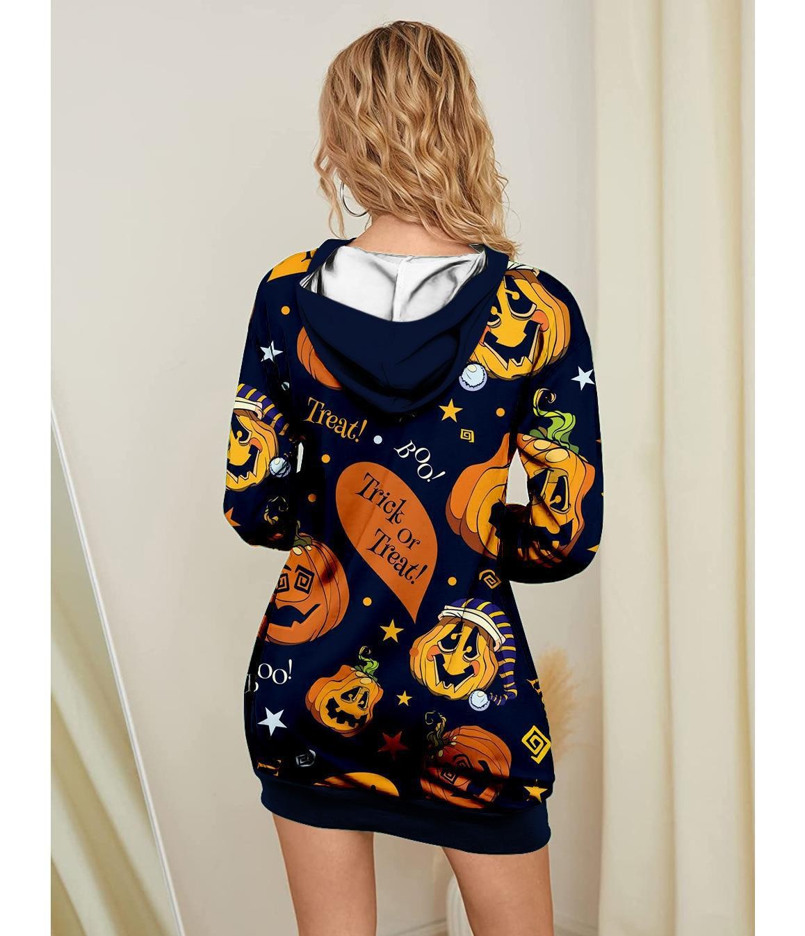Halloween Pumpkin Design Pullover Hoodies for Women-Shirts & Tops-Free Shipping at meselling99
