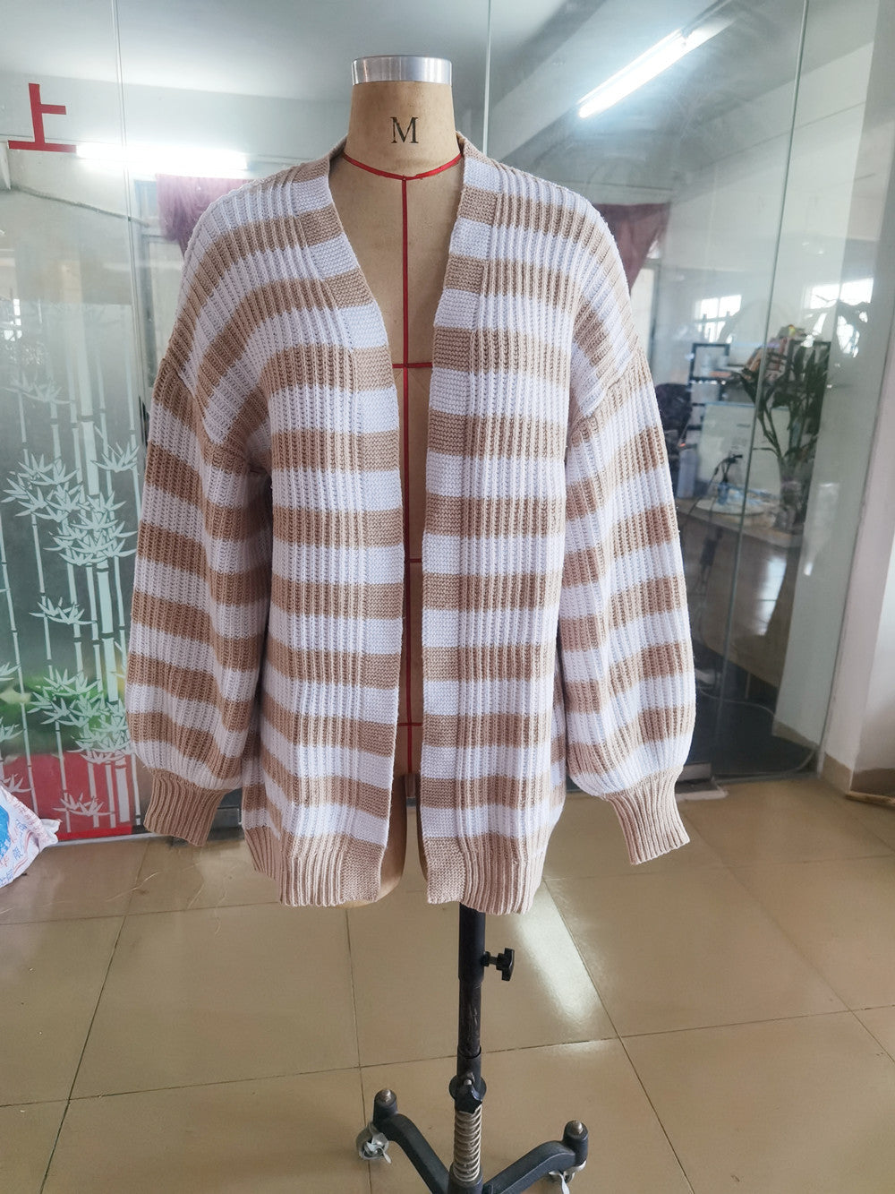 Women Striped Knitted Cardigan Sweaters-Shirts & Tops-Free Shipping at meselling99