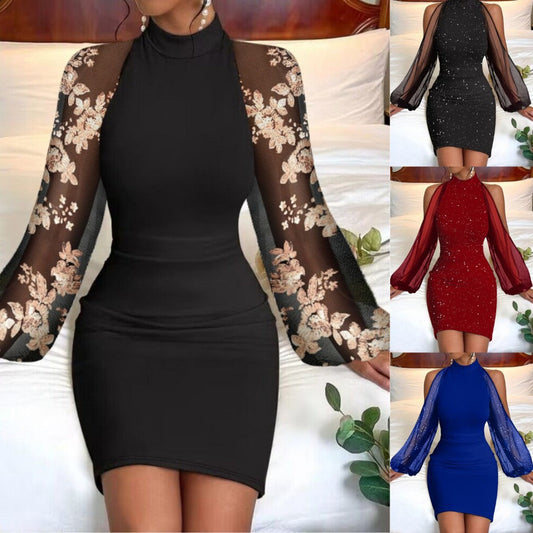 Sexy Lace Long Sleeves Bodycon Mini Dresses-Dresses-Free Shipping at meselling99