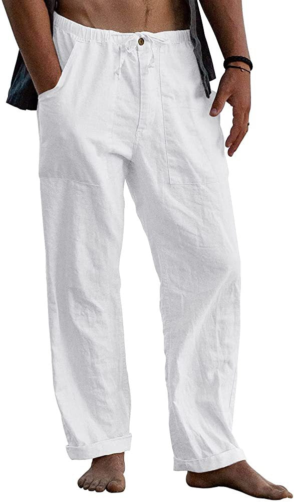 Casual Linen Men's Summer Beach Pants with Elastic Waist-Pants-Free Shipping at meselling99