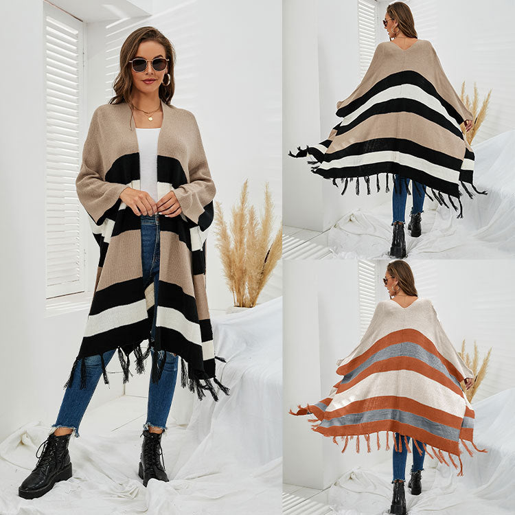 Women Plus Sizes tassels Knitting Capes-Shirts & Tops-Free Shipping at meselling99