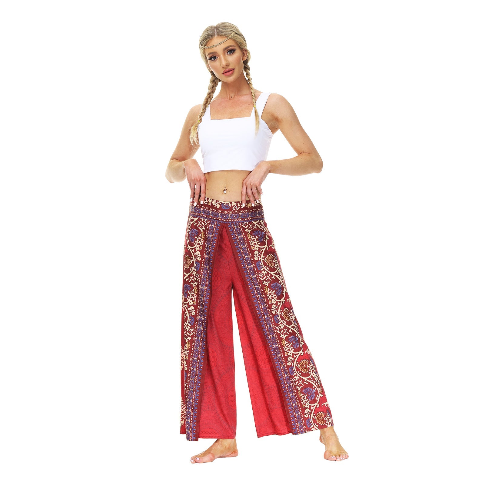 Casual Floral Print Women Yoga Loose Pants-Pants-YEA068-SM-Free Shipping at meselling99
