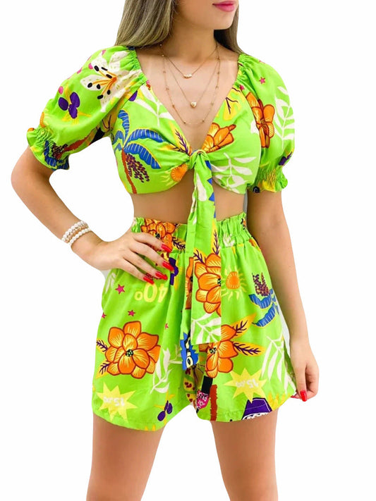 Sexy Summer 2pcs Women Short Outsuits-Green-S-Free Shipping at meselling99