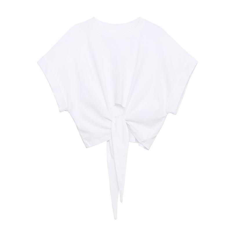 Women Summer Short Sleeves Loose Short T Shirts-White-One Size-Free Shipping at meselling99